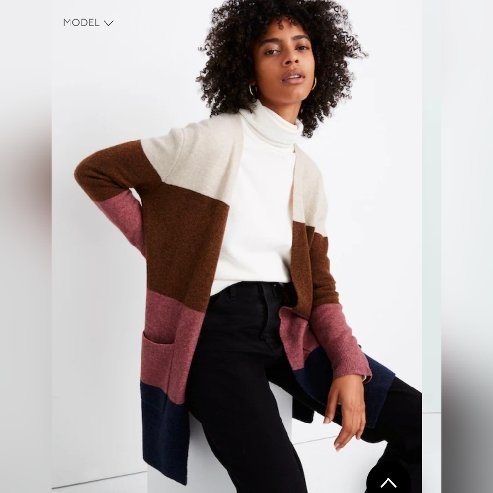 Madewell Colorblock Striped Long Cardigan Open Front Size S Lagenlook